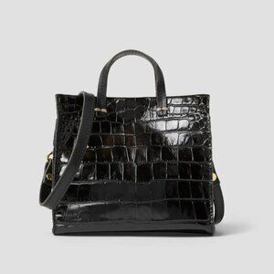 Black Crocodile Simple Tote, Mini / Bebe